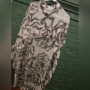 Elegant Black and White Floral  Sheer Cape